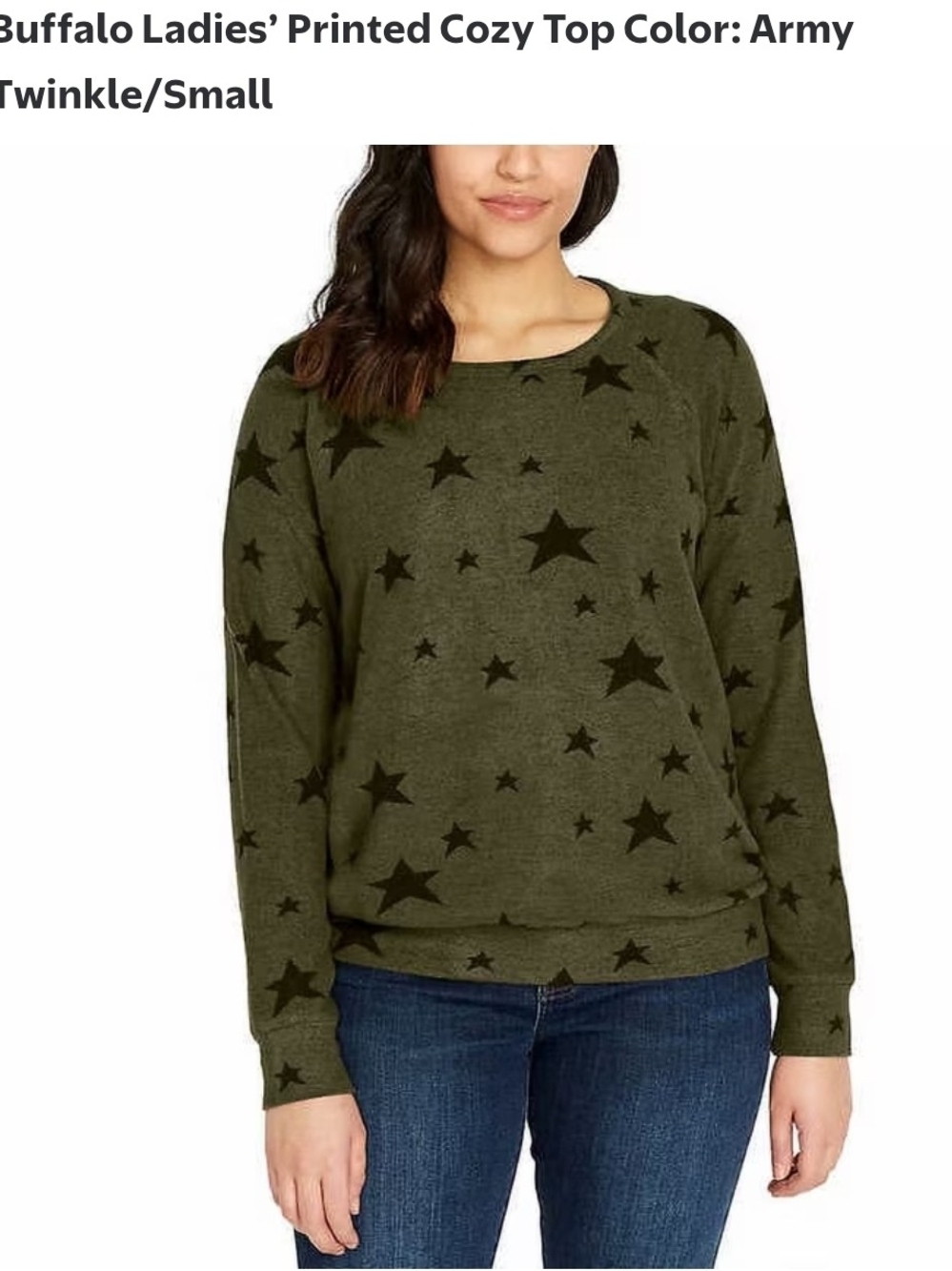 Buffalo Ladies' Star Print Cozy Top - Army Green